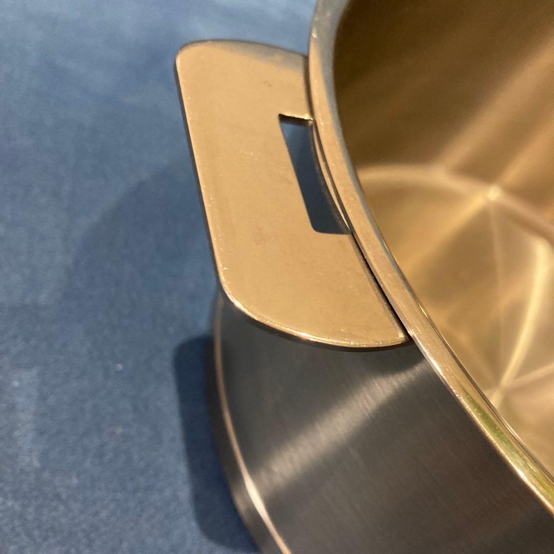 【CRISTEL】ステンレス両手鍋 L 深鍋＋蓋　20cm 説明書レシピ付き