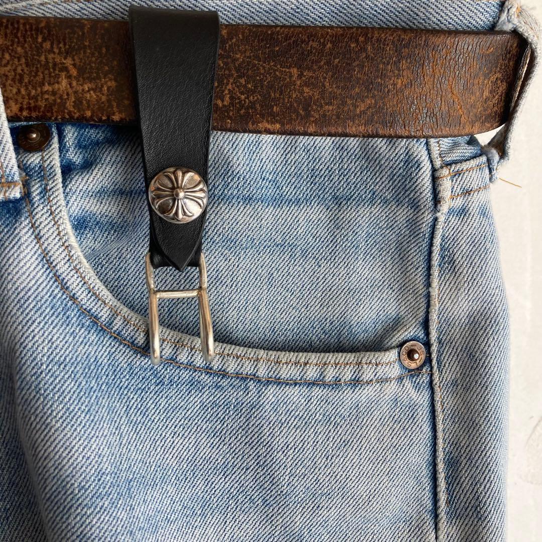 シルバー925 クロスボール レザーベルトループ BWL 新品 リンク部分メッキ