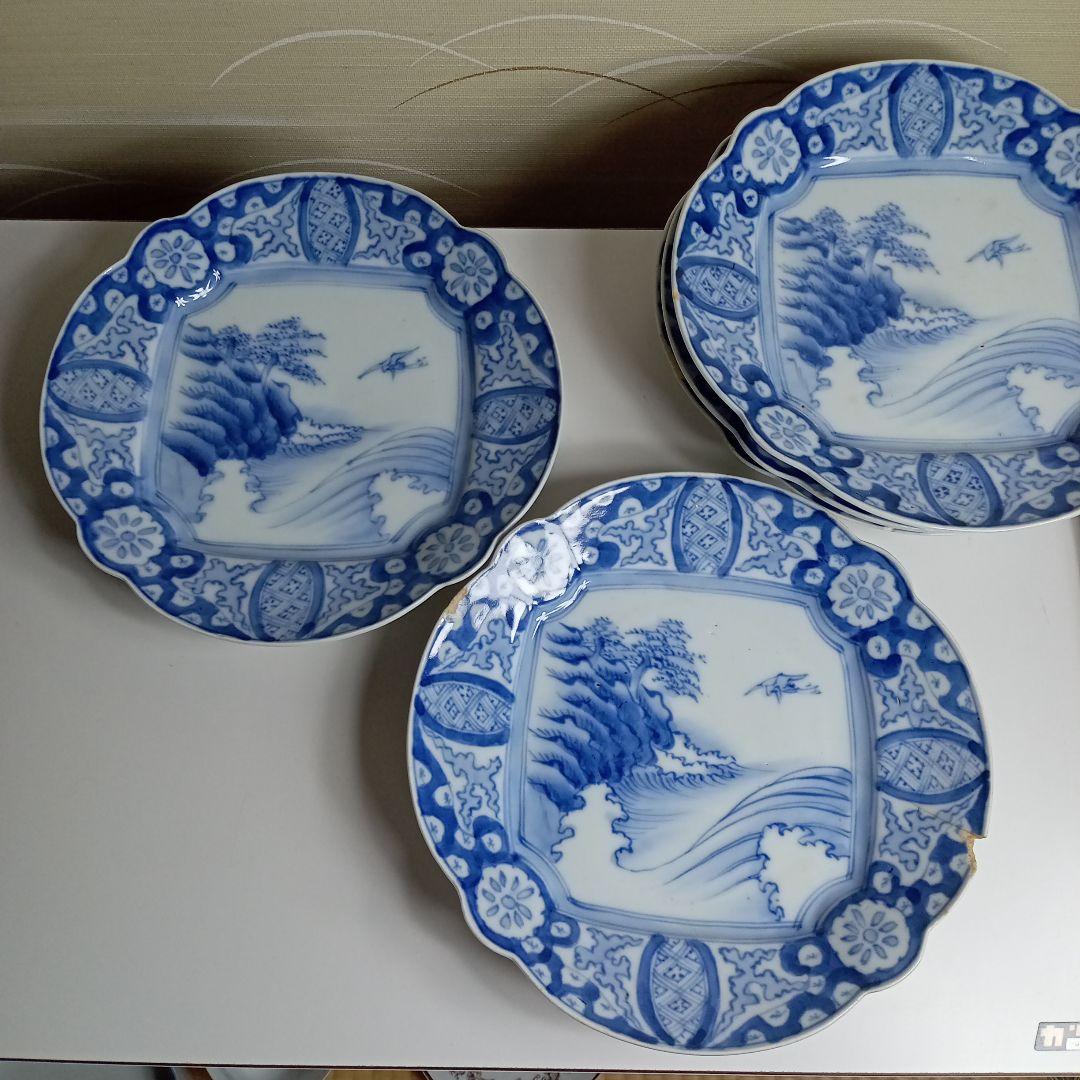 古伊万里　謙　染付　皿5枚　F−284
