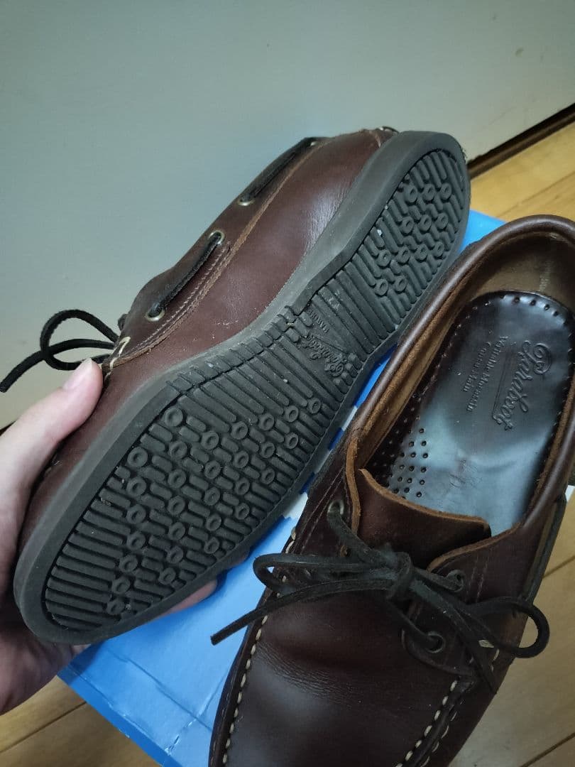 paraboot barth ブラウンレザー デッキシューズ UK6.0