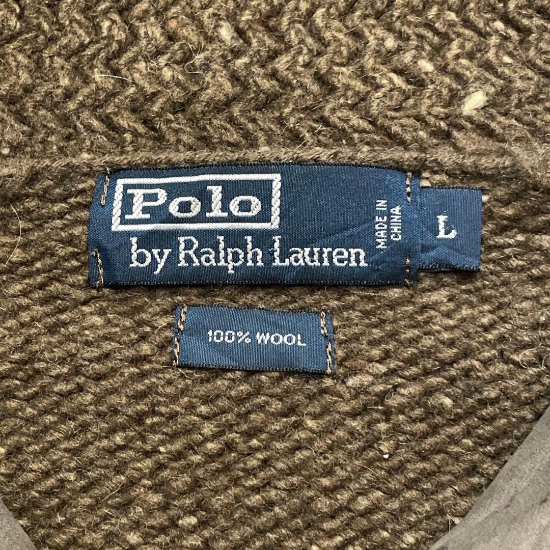 【L】ポロ・ラルフローレン ウール ニット セーター 90s 茶色 ブラウン