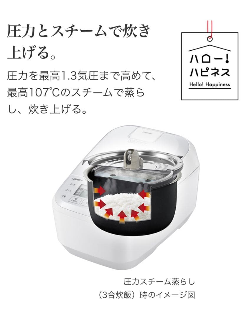 HITACHI 炊飯器 M ホワイト 2023年