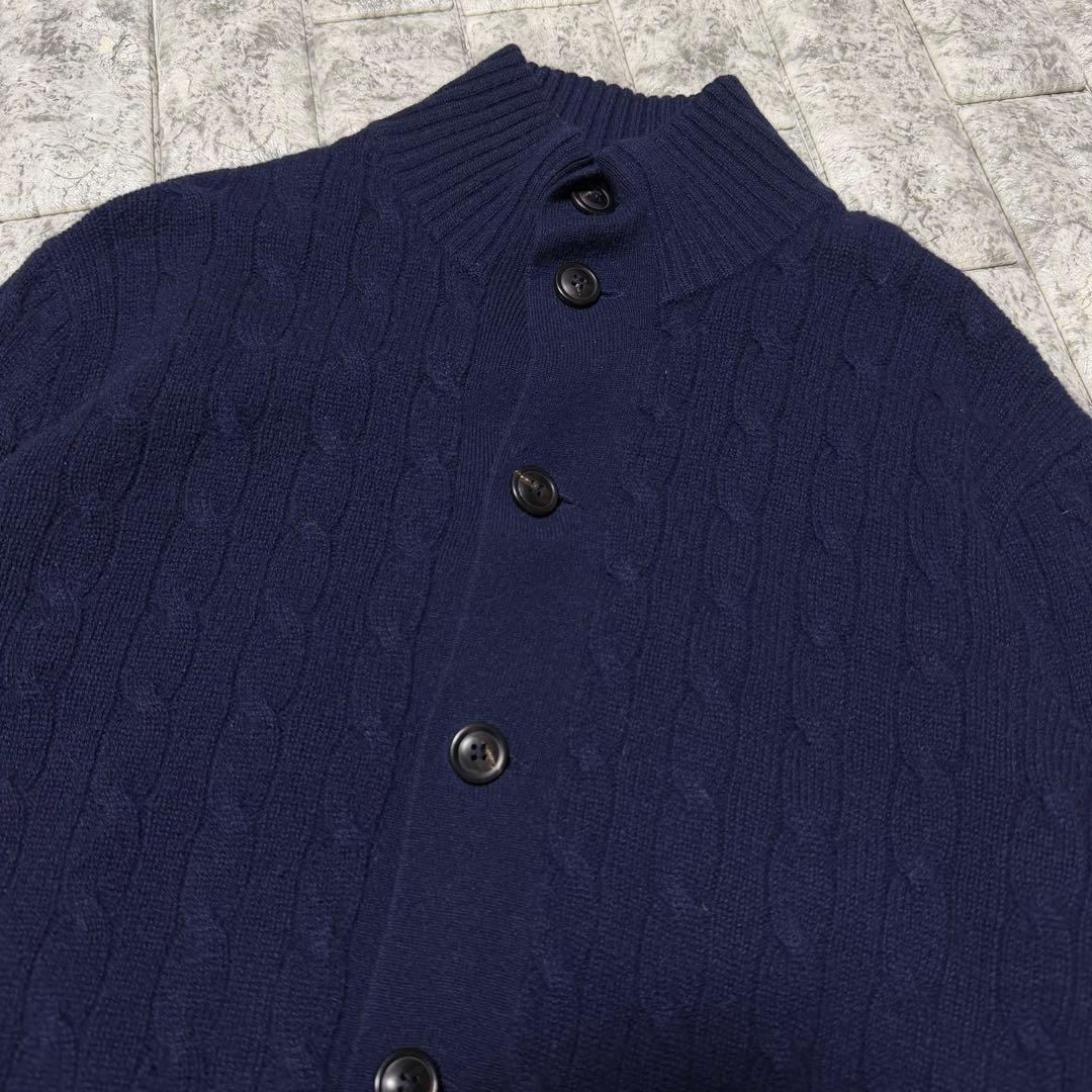 ラルフローレン　ケーブルニットカーデ　カシミヤ100% スタンドカラー