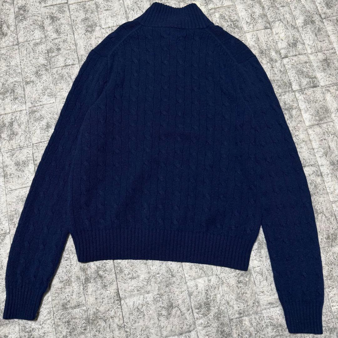 ラルフローレン　ケーブルニットカーデ　カシミヤ100% スタンドカラー