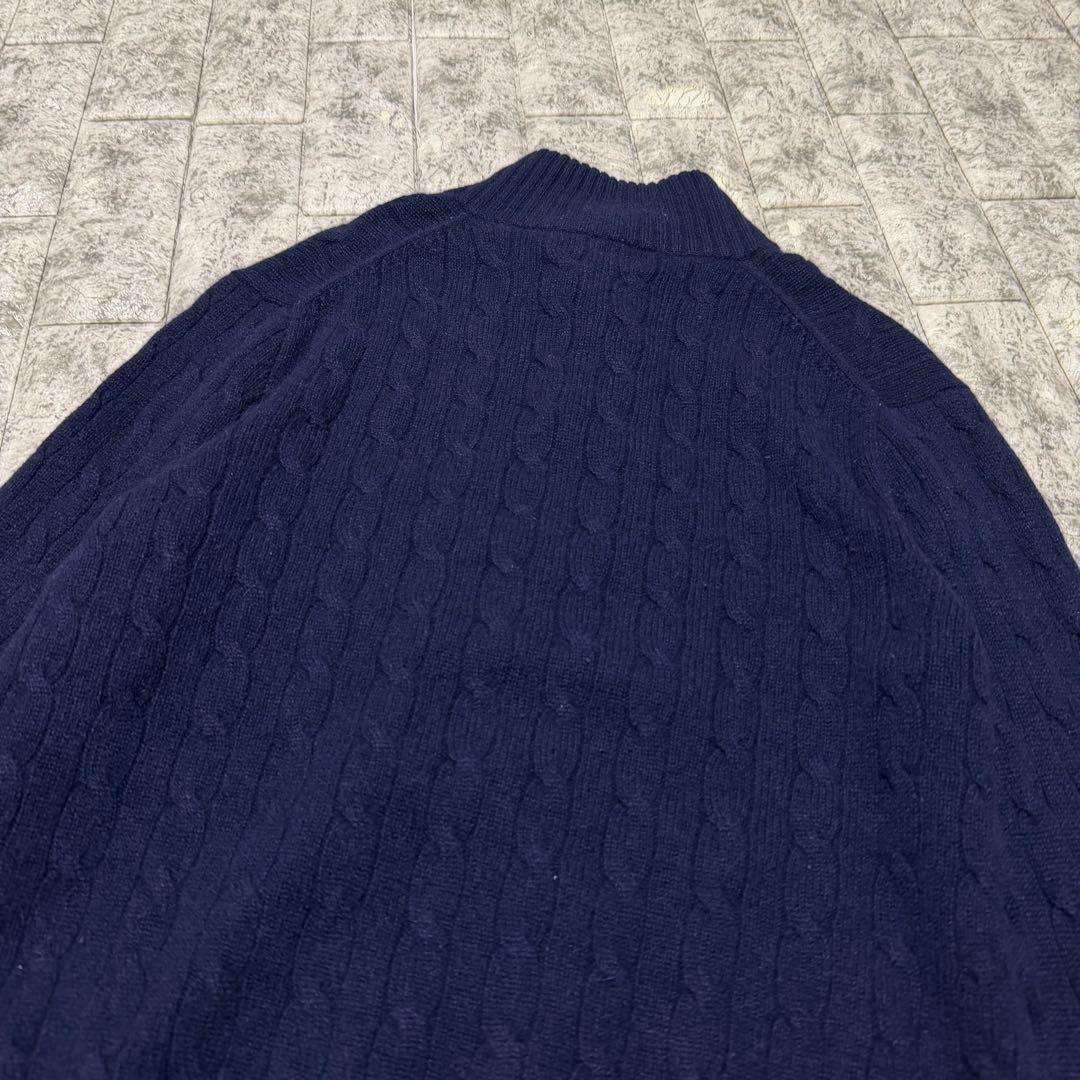 ラルフローレン　ケーブルニットカーデ　カシミヤ100% スタンドカラー
