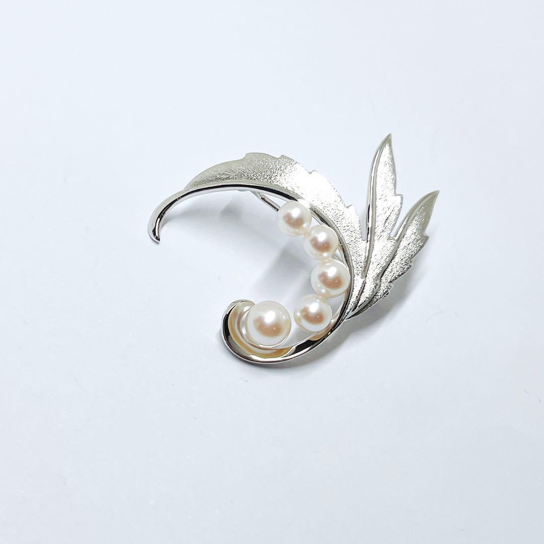 【未使用品】✨MIKIMOTO ミキモト パール　ブローチ　リーフ　羽