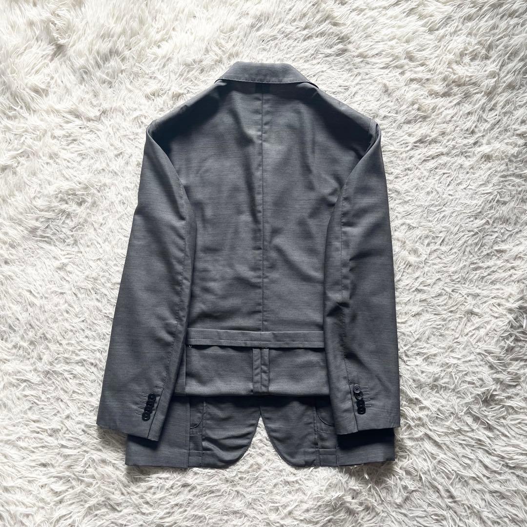 <美品>LARDINI easy wear 新ロゴ グレー ウールジャケット44