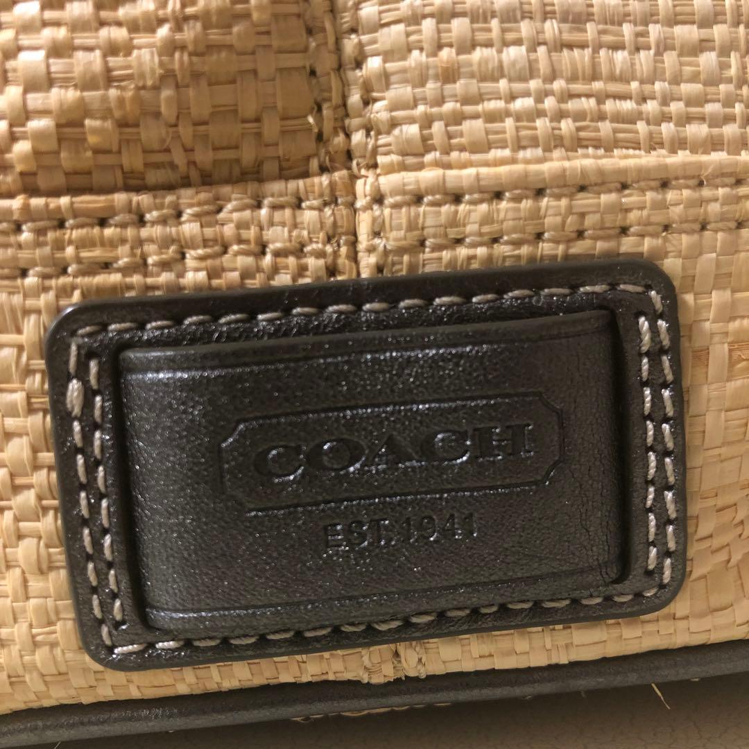 COACHストロートートバッグ　フラワーハンプトンズ