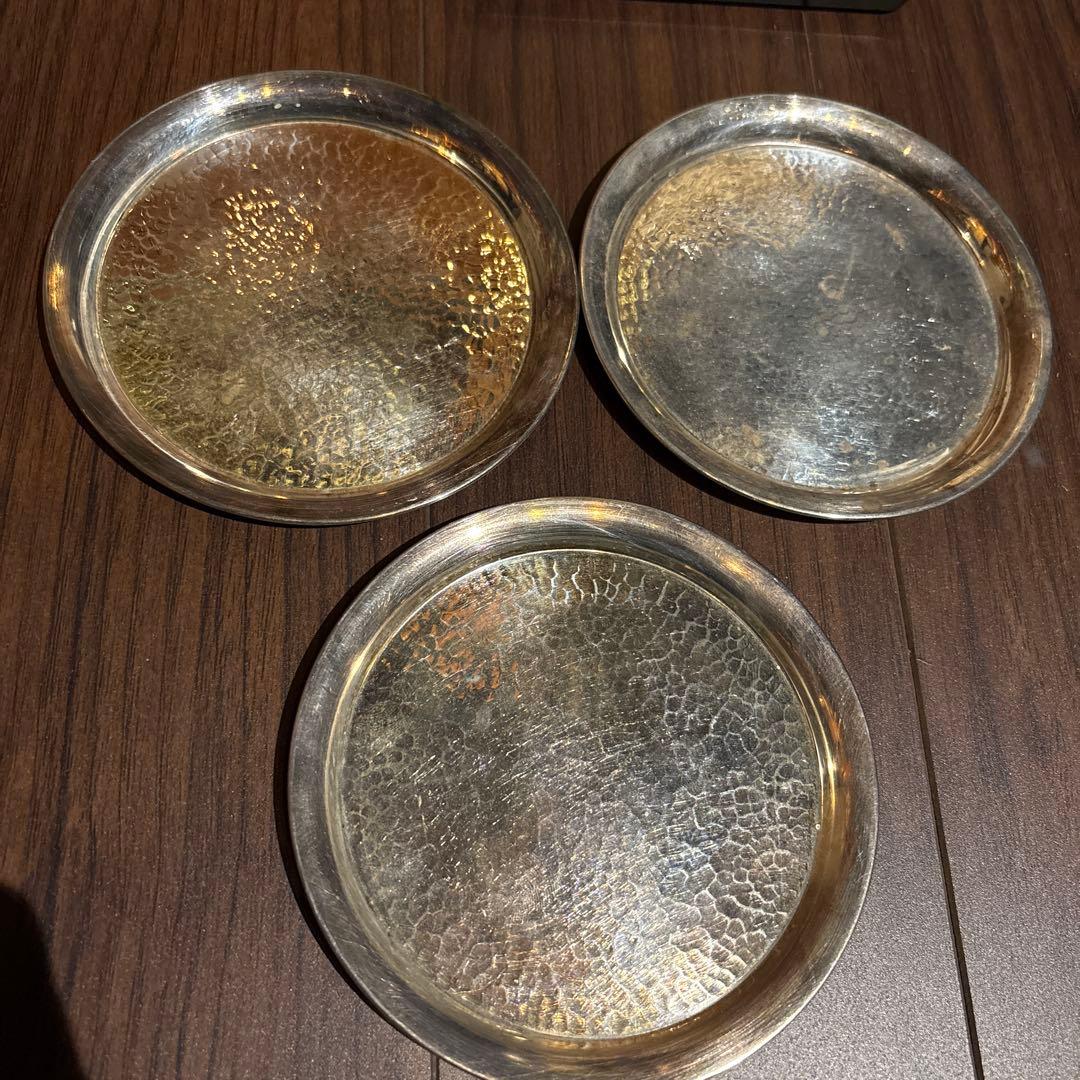 銀　129グラム　シルバー950 刻印あり　茶托　３枚まとめて