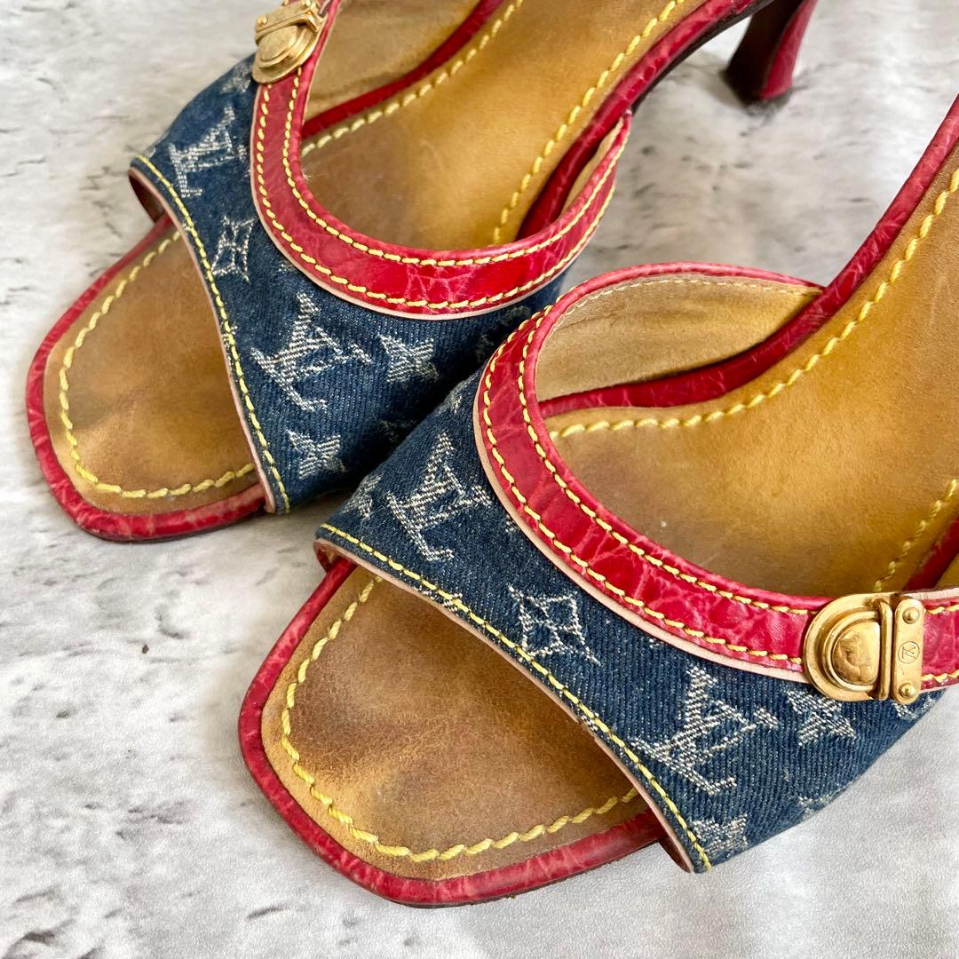 ルイ・ヴィトン モノグラム ミュール デニム マルチカラー 35 22.5㎝