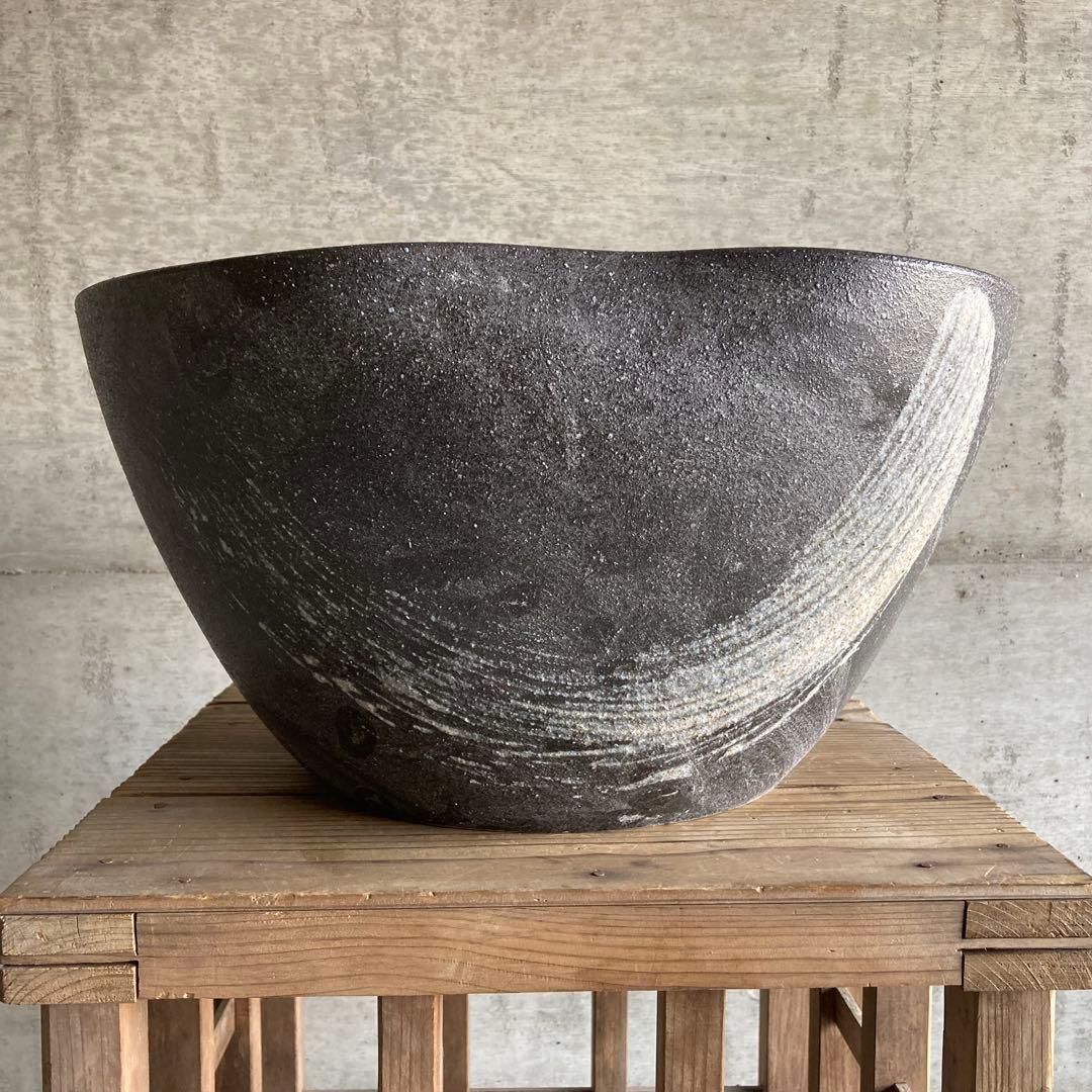 信楽焼 睡蓮鉢 めだか鉢 金魚 水鉢 植物 花器 大型 深鉢 緑色 和風 陶器