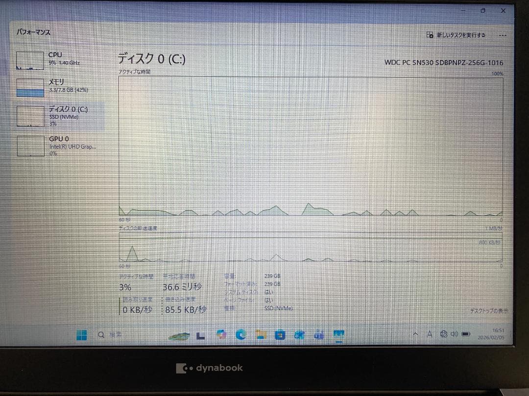 【保証付】東芝 dynabook B65/ER i5 8GB SSD 新品換装