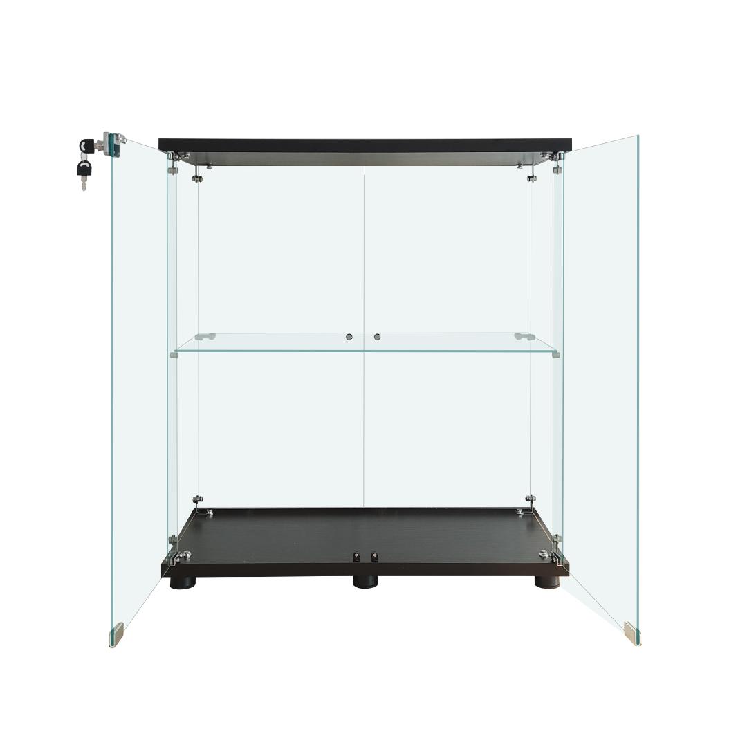 【新品】コレクションケース ガラス フィギュアケース 2段ワイド 棚 ブラック