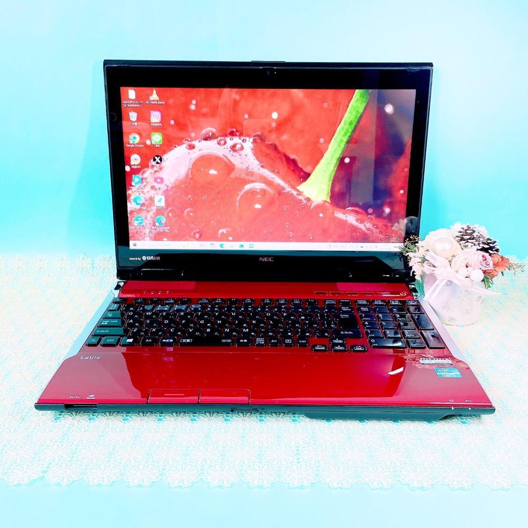 美品✨️Corei7✨️おしゃれ赤❣️ノートパソコン！大容量1TBカメラ付きブルーレイ