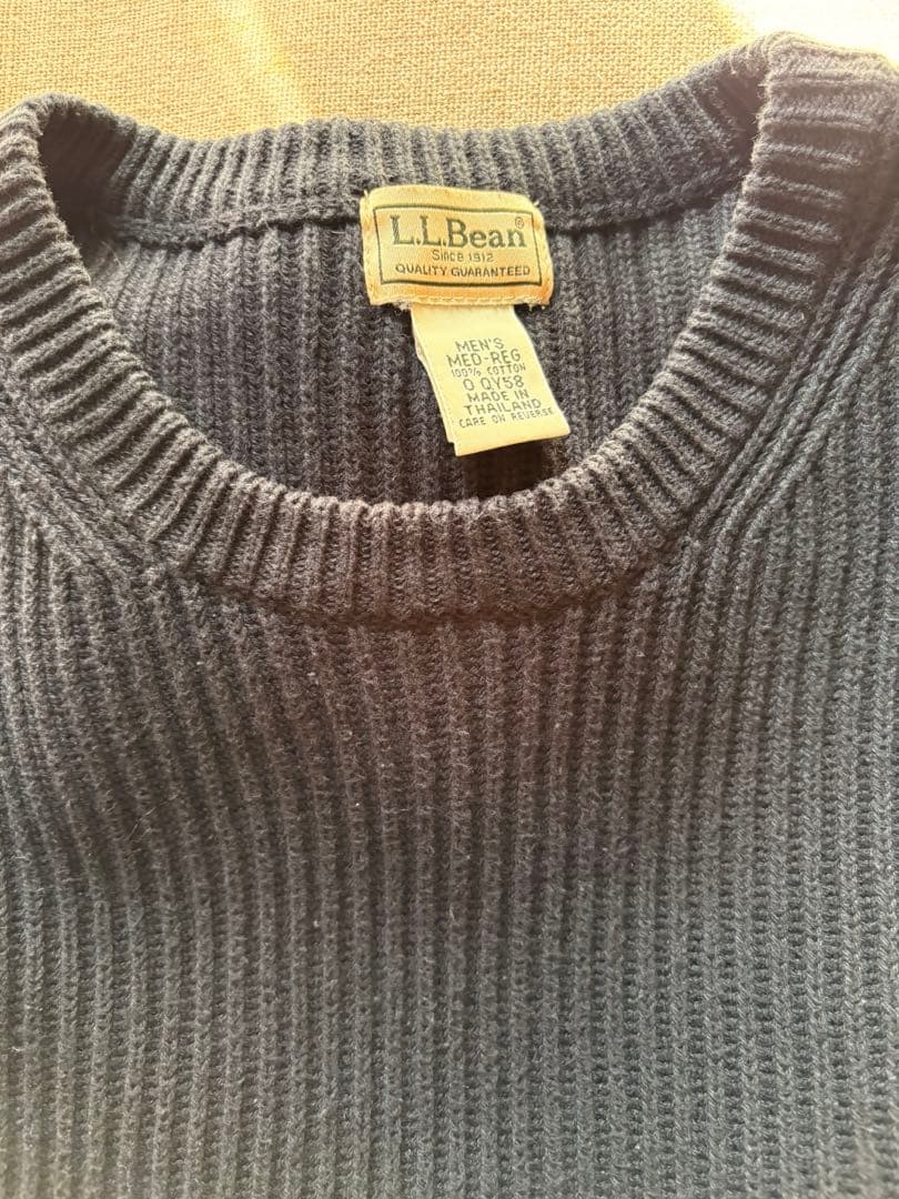 L.L.Bean ブラックリブ編みセーター