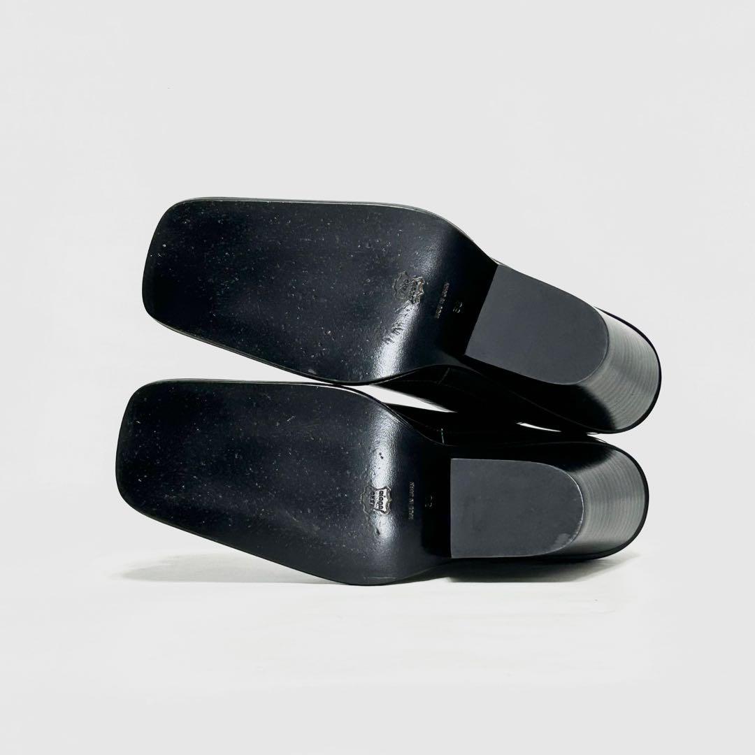 ■定5.3万 アンチショルド ショートブーツ 38 24〜25 黒 スクエアトゥ