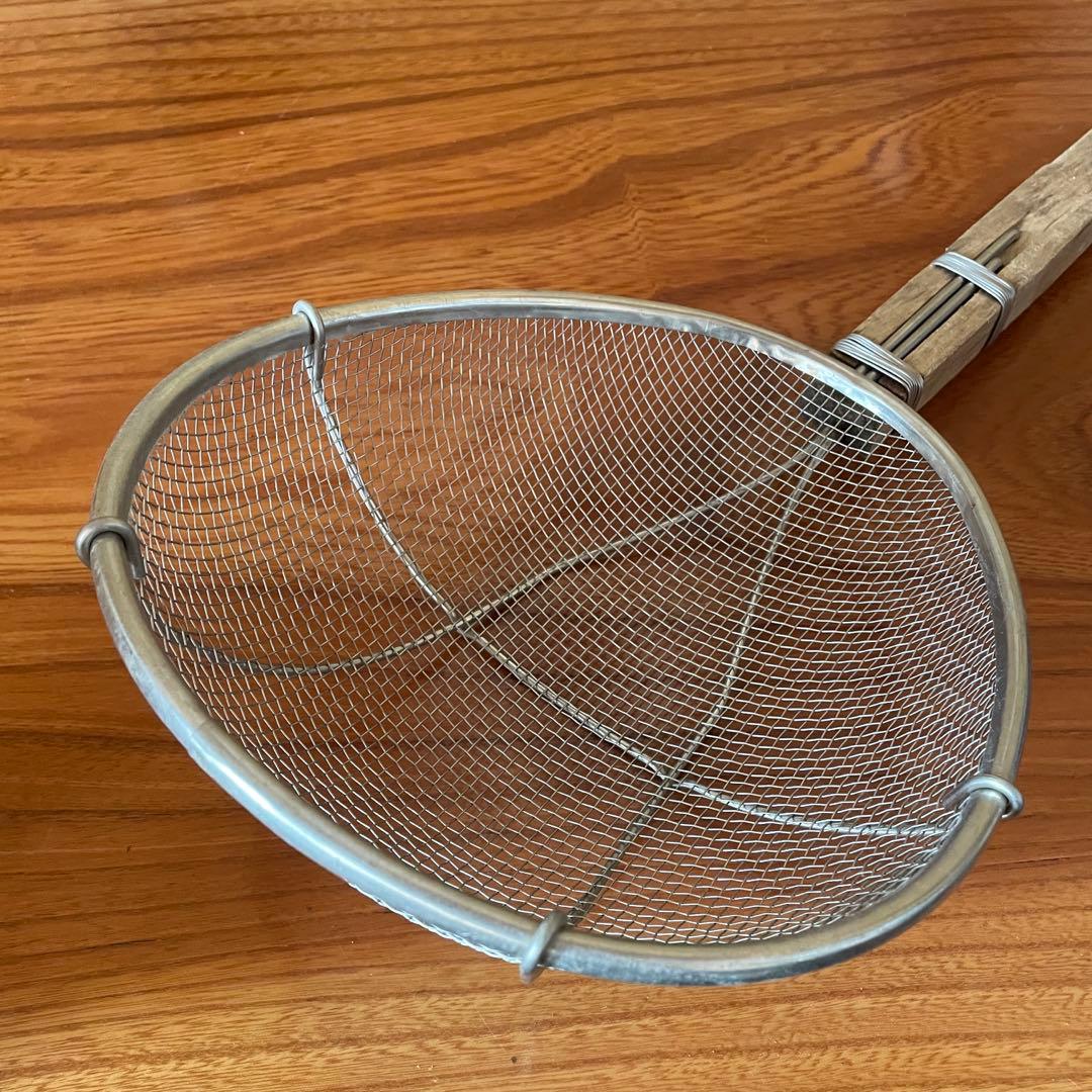 【手打蕎麦道具】そば揚げ 麺揚げ ステンレス・木製ストレーナー 蕎麦屋 うどん屋