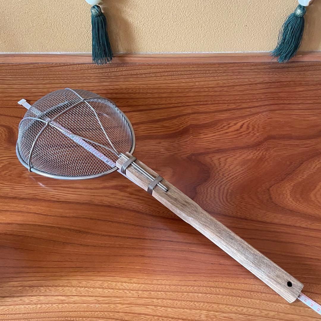 【手打蕎麦道具】そば揚げ 麺揚げ ステンレス・木製ストレーナー 蕎麦屋 うどん屋