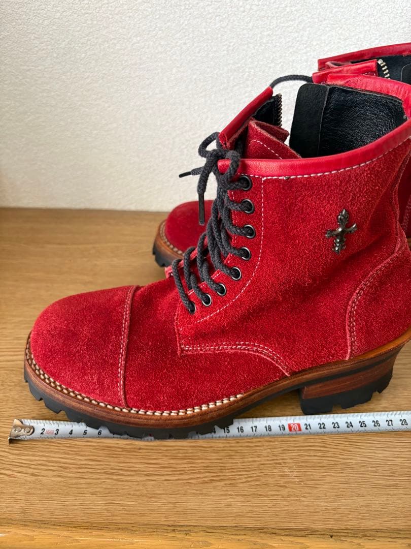 DELAY by win＆sonsスエードブーツ sizeＭ/レッドサイドジップ
