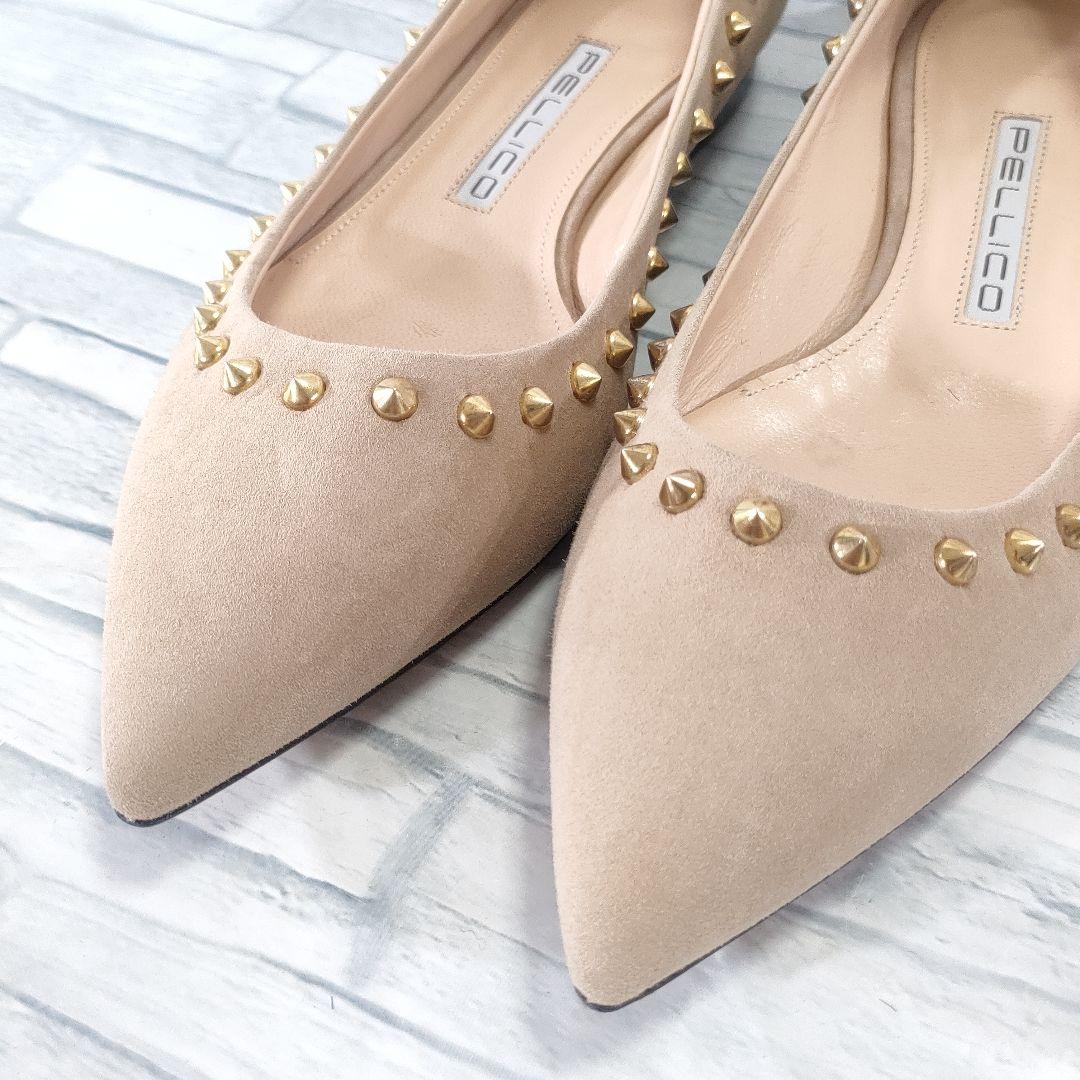 未使用品✨ペリーコ　スウェードフラットパンプス　スタッズ　ベージュ　36
