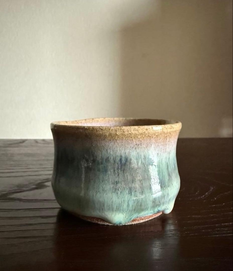 民藝 会津本郷焼 宗像窯 七代目 宗像亮一 ぐい呑 酒器 在銘