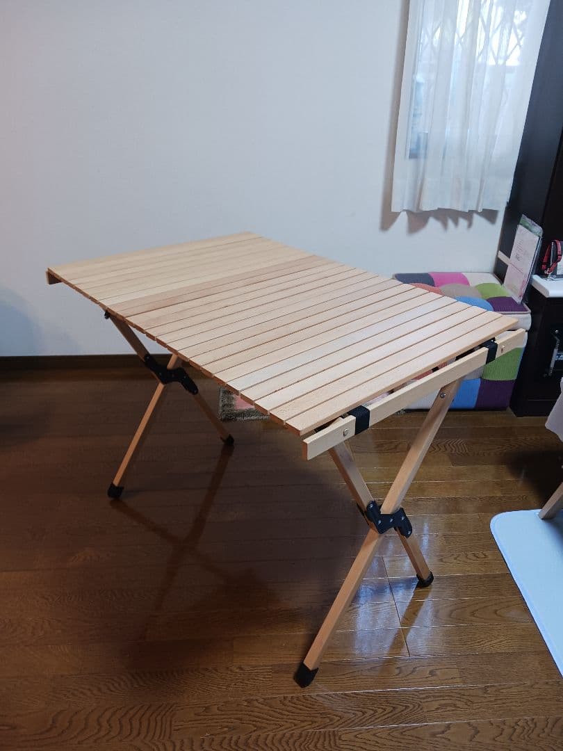 【美品】Hilander ウッドロールトップテーブル 90×70×60cm