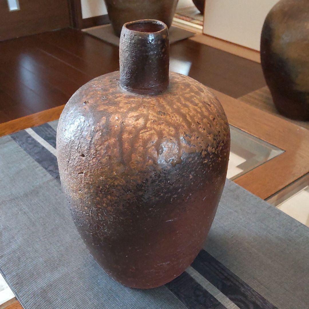 渋い黒備前　花器　52　備前焼