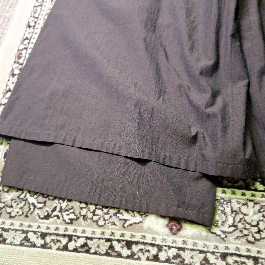 慈雨　センソユニコ　茶染ブラウン ワイドパンツ　段差二重裾　ガウチョ