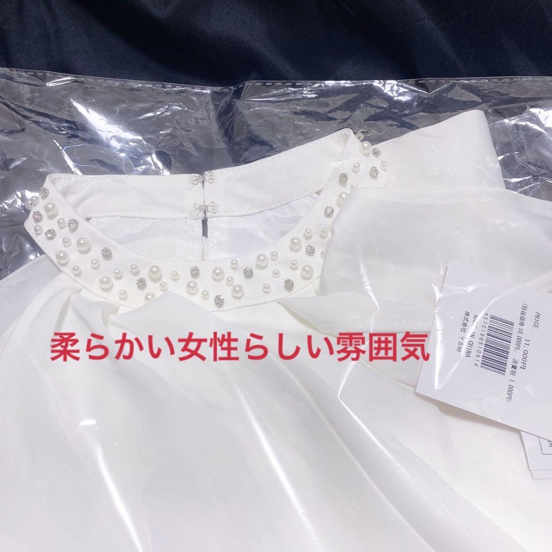 新品未開封ダーリッチ darich パールネックアメスリブラウス　ホワイト　F