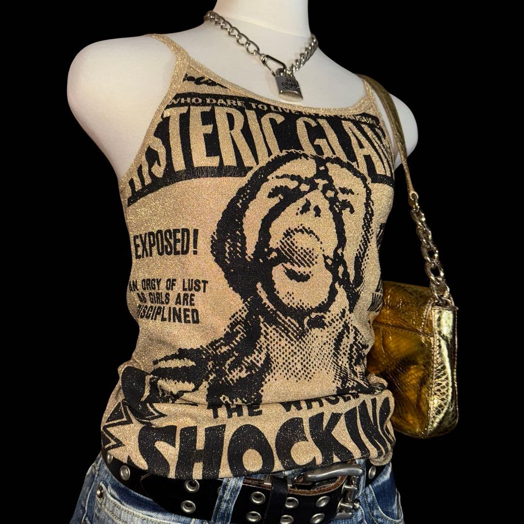 90s 初期 ヒステリックグラマー キャミソール 平成 ギャル ゴールド ラメ