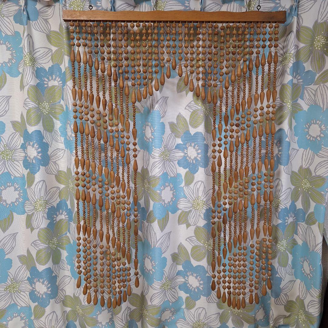 ヴィンテージ　昭和レトロ　玉のれん　のれん　珠のれん　無垢材