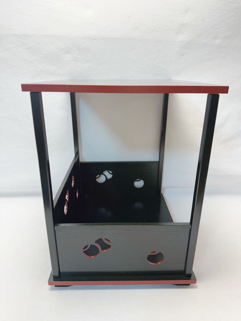 美品 茶道具 円能斎好写 つぼつぼ 壺々棚 青漆爪紅 組み立式 紙箱