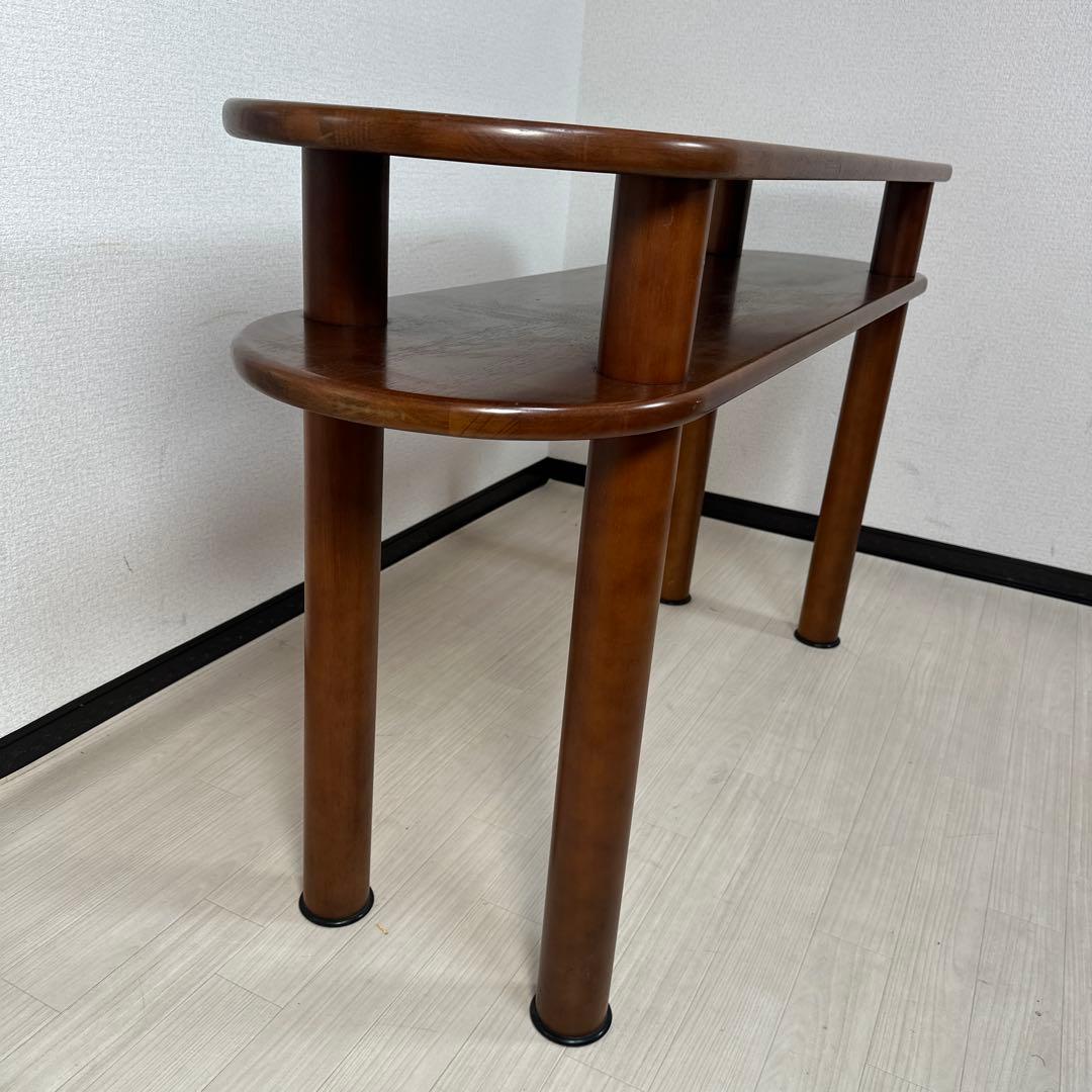 希少品 カリモク サイドテーブル カウンターテーブル 2段式 オーバル型 i1※