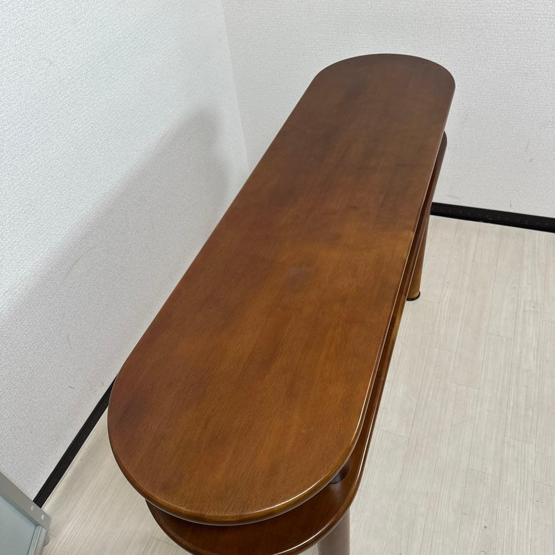 希少品 カリモク サイドテーブル カウンターテーブル 2段式 オーバル型 i1※