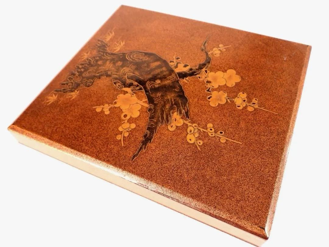 時代漆器 内金梨地 夜桜金蒔絵 硯箱一式 水滴/硯/書道具 筆墨紙硯