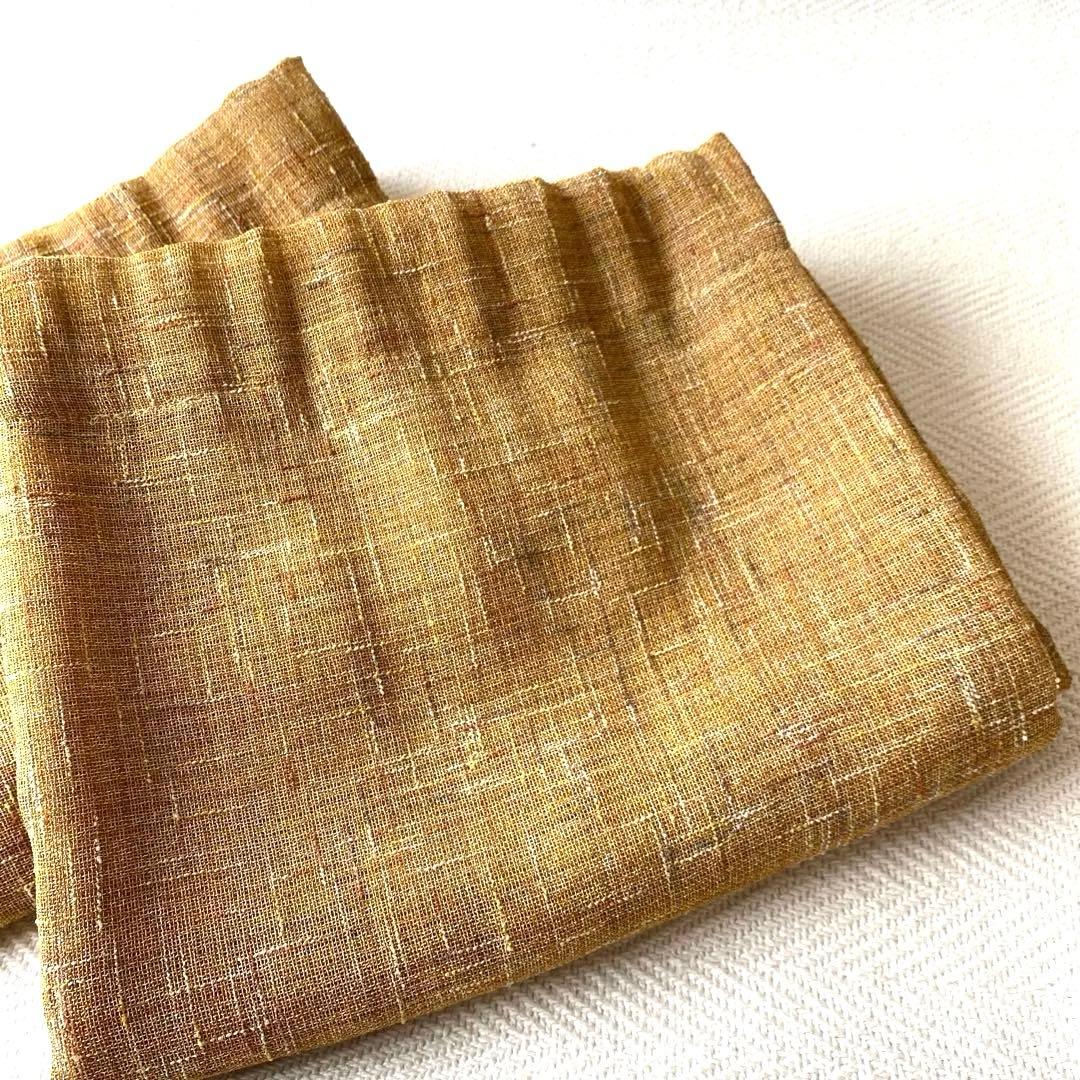 マスタードブラウン 琥珀色 メッシュ カーテン×2 ループタイプ