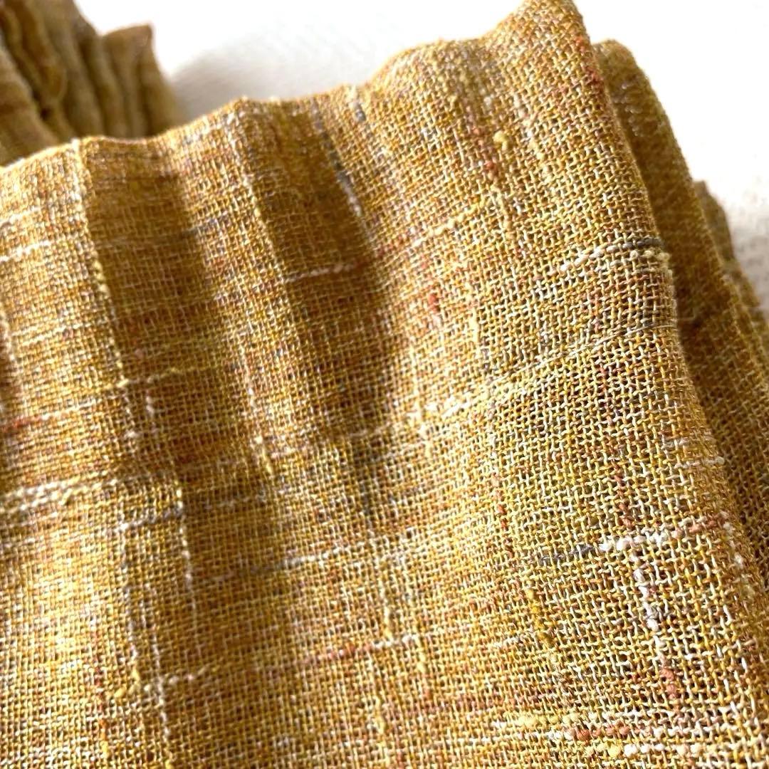 マスタードブラウン 琥珀色 メッシュ カーテン×2 ループタイプ