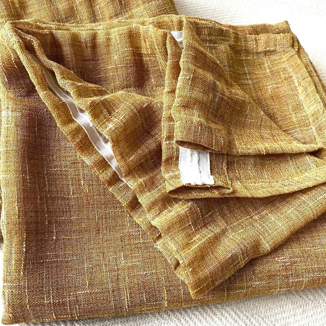 マスタードブラウン 琥珀色 メッシュ カーテン×2 ループタイプ