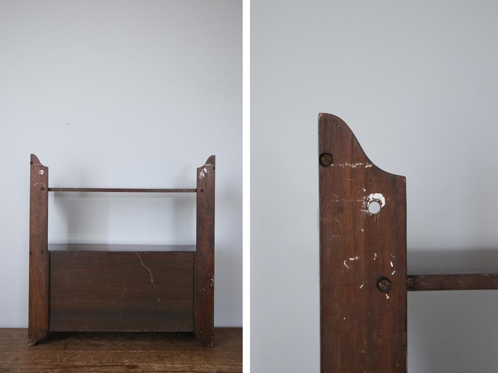 イギリスアンティーク木製ウォールシェルフ/壁掛けラック/飾り棚(91-189)