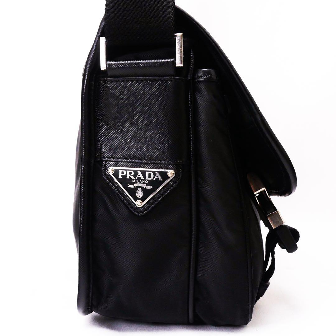 超美品 PRADA プラダ メッセンジャー バッグ ショルダーバッグ 黒 レザー