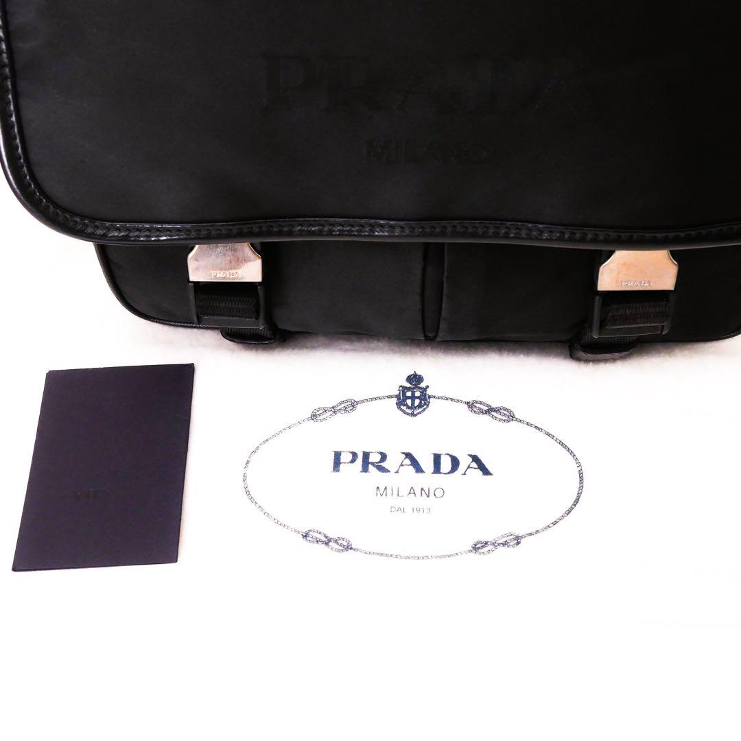 超美品 PRADA プラダ メッセンジャー バッグ ショルダーバッグ 黒 レザー