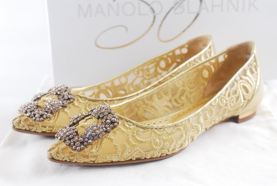美品 マノロブラニク MANOLO BLAHNIK 23 50周年 ハンギシ