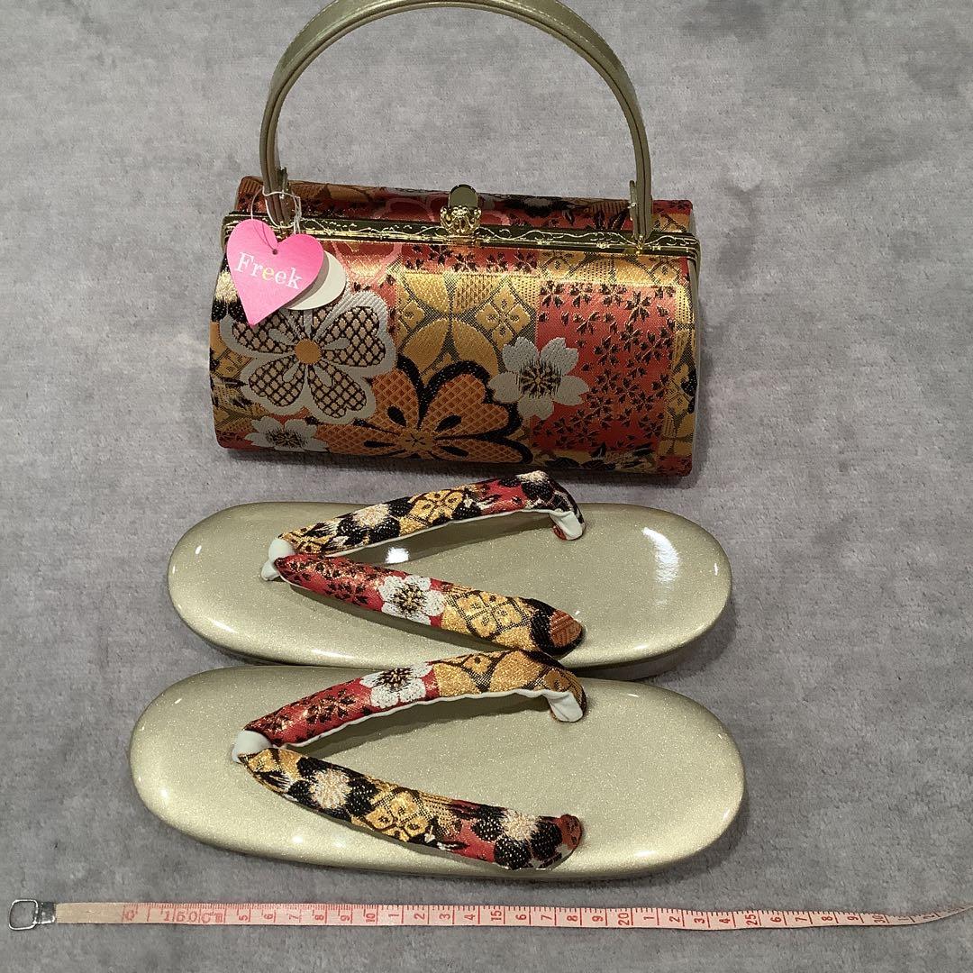 花柄バッグ　草履　セット　成人式の振袖・着物に！　※新品未使用品