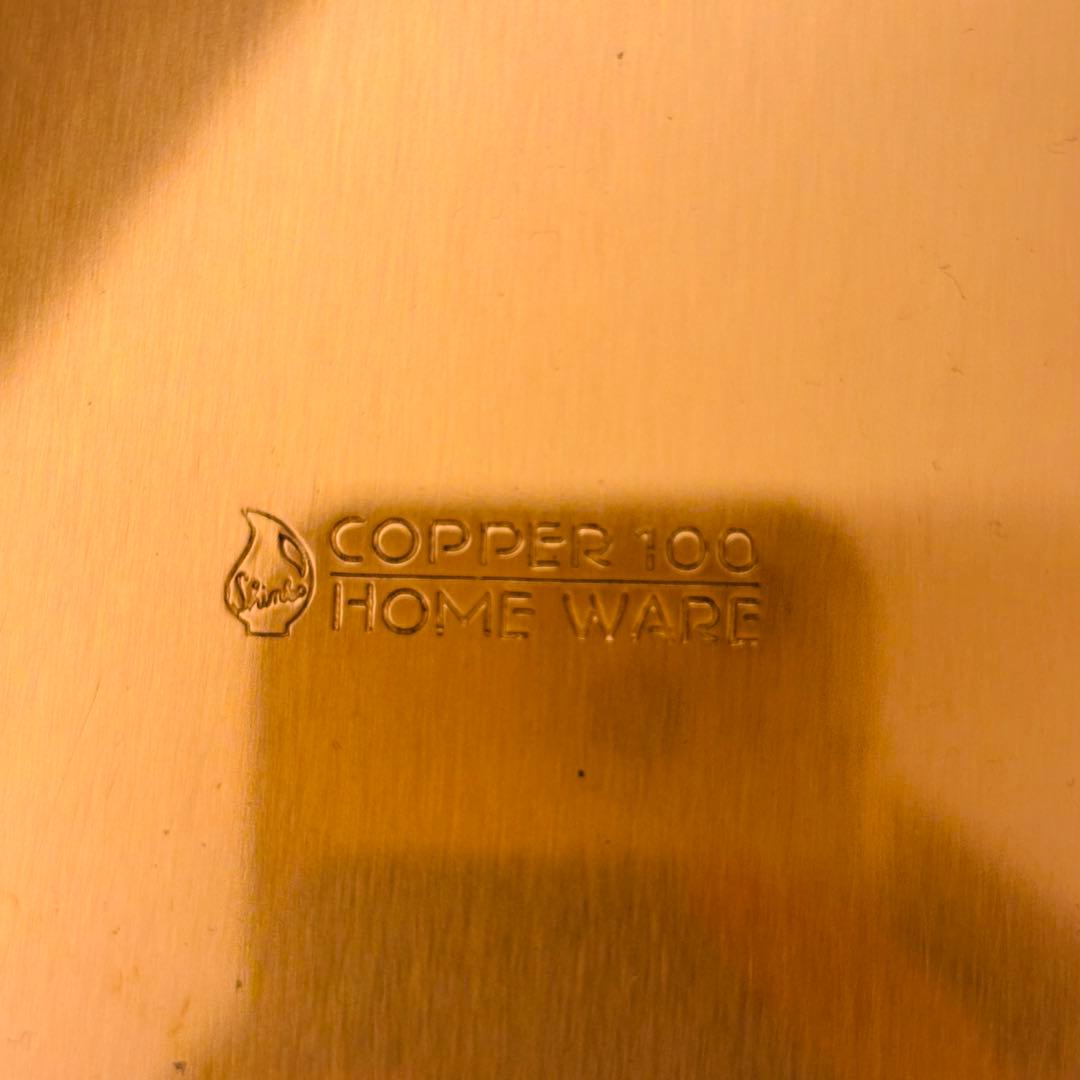 未使用 銅製 フライパン COPPER100  WARE 銅パン 木製柄