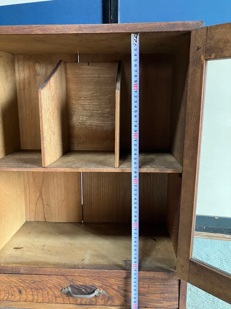 レトロ商品　木製ガラス扉収納　キャビネット　本棚　アンティーク家具