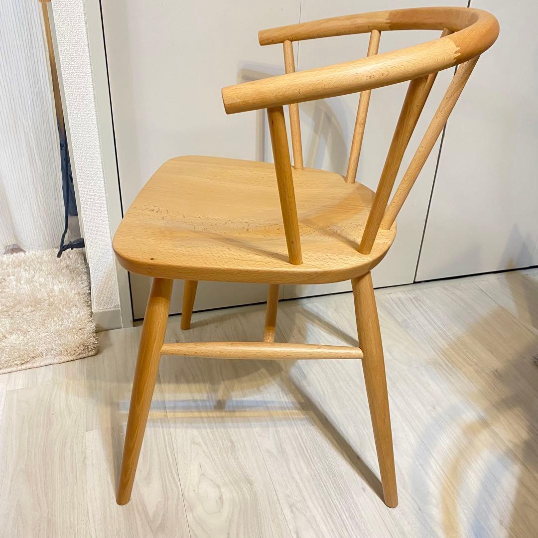 値下げ不可　無印良品　ブナ材アームチェア　丸脚　ダイニングチェア