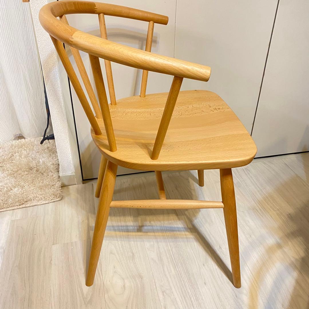 値下げ不可　無印良品　ブナ材アームチェア　丸脚　ダイニングチェア