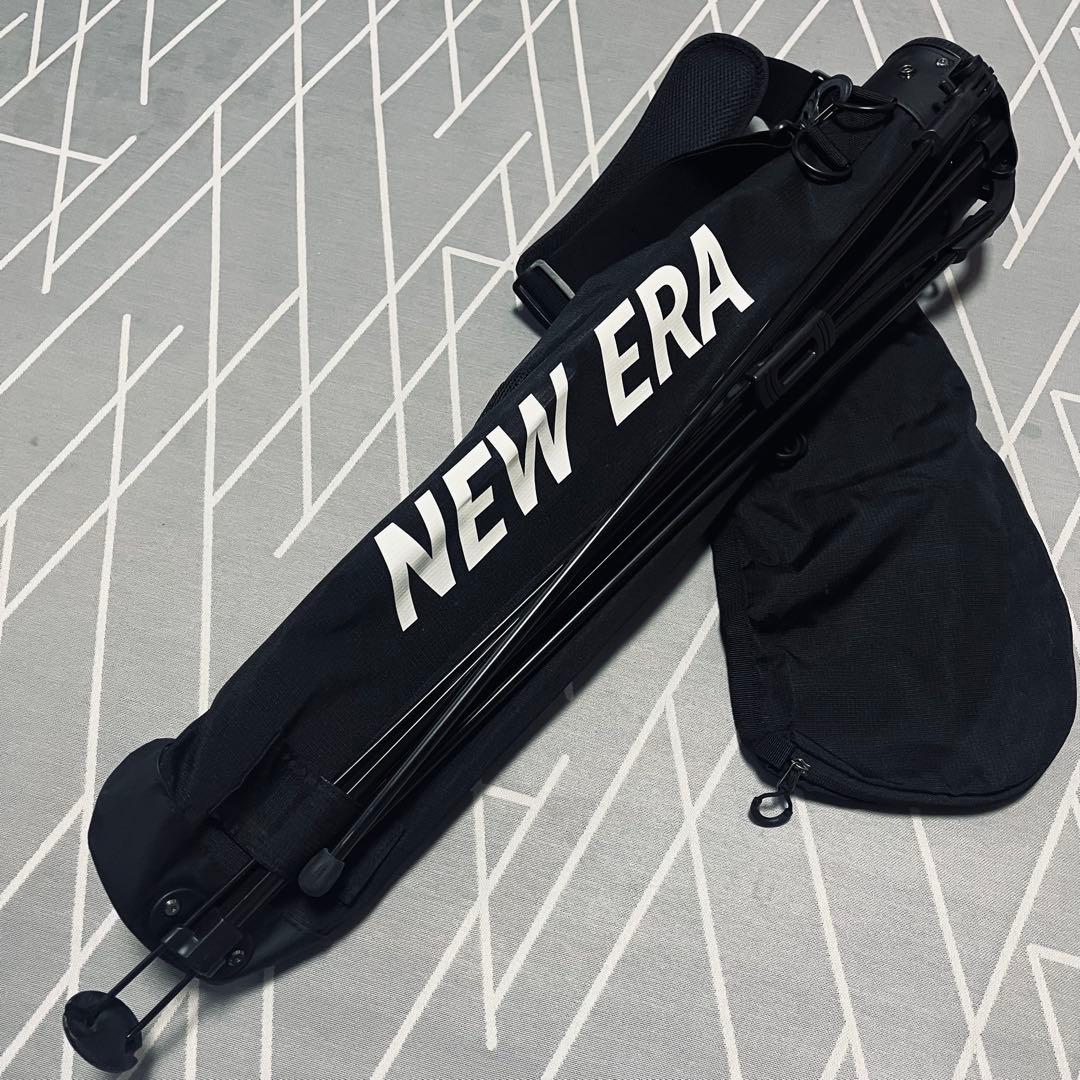 美品】NEW ERAスタンド付きゴルフバッグ ／ブラック.ホワイト／ヘッドカバー