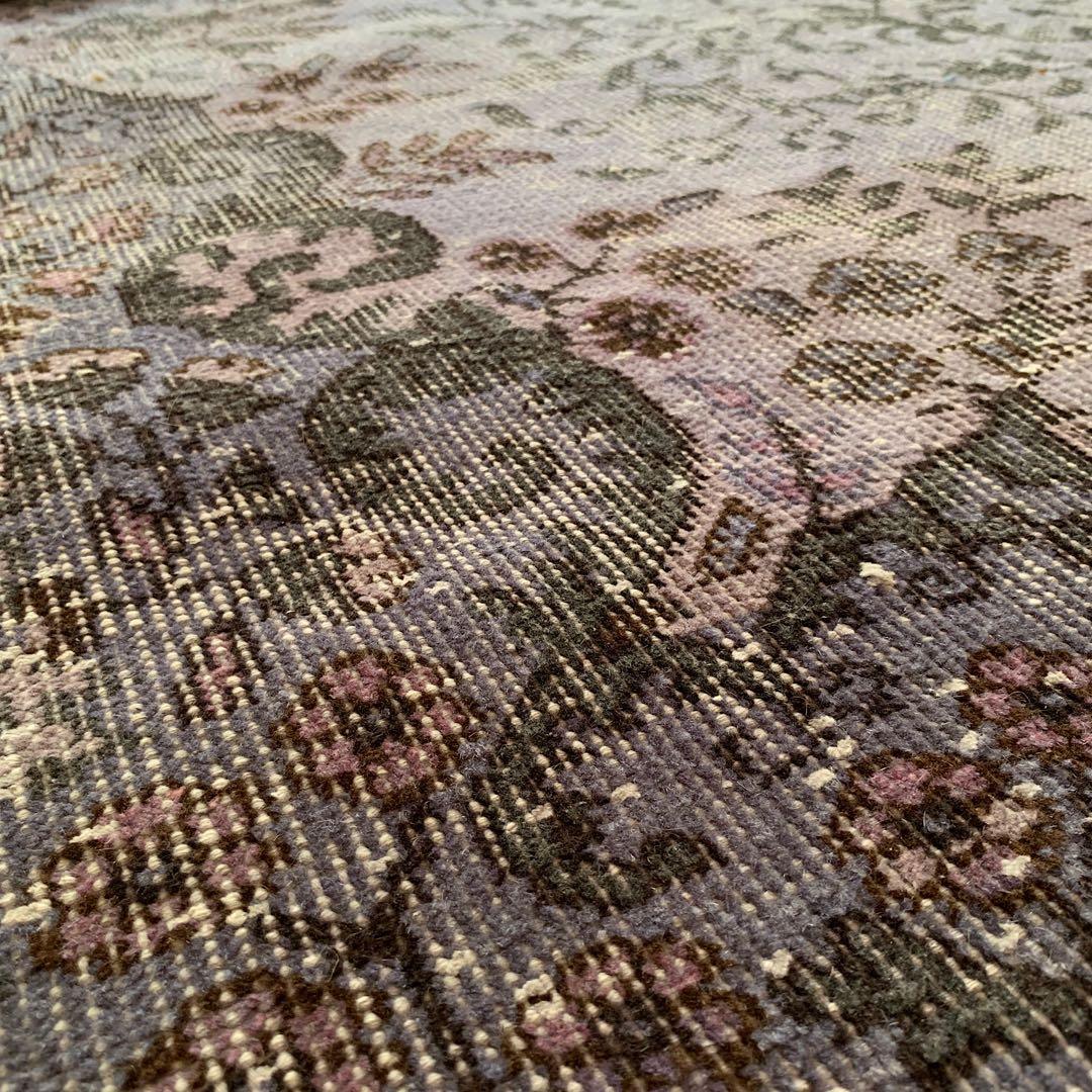 超大判　260×171 オーバーダイ ラベンダー　トルコヴィンテージラグ　グレー