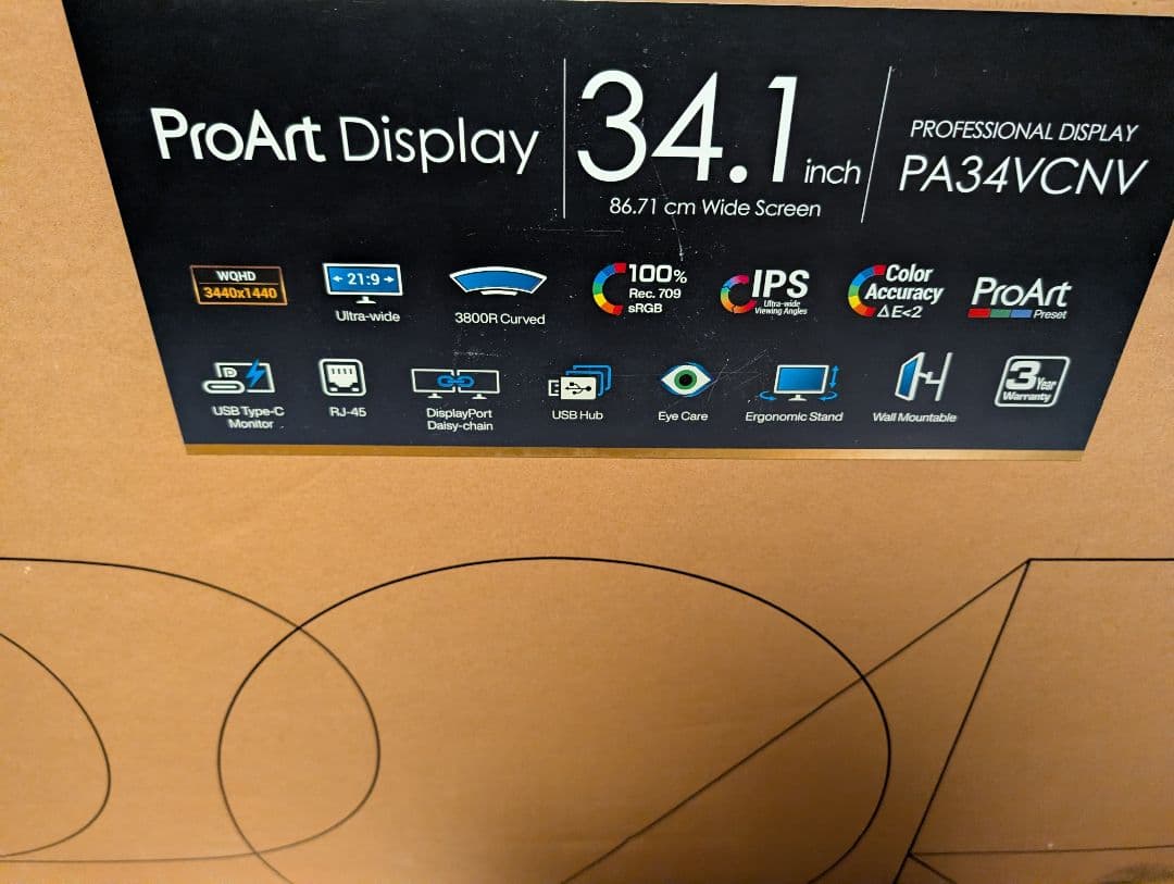【送料込】ASUS ProArt PA34VCNV 34.1インチ